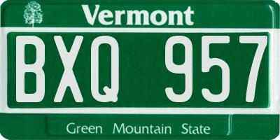 VT license plate BXQ957