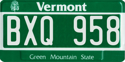 VT license plate BXQ958