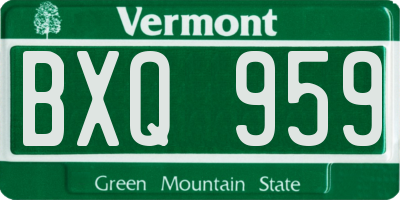 VT license plate BXQ959