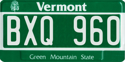 VT license plate BXQ960