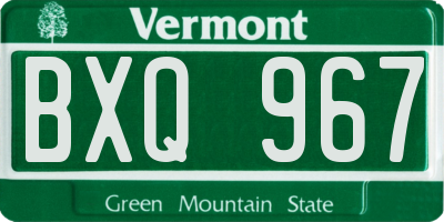VT license plate BXQ967