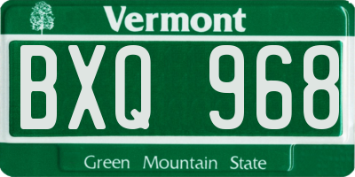 VT license plate BXQ968