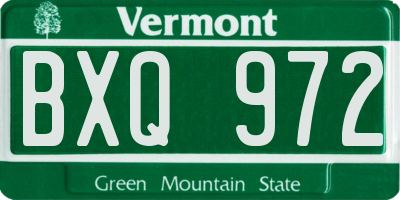 VT license plate BXQ972