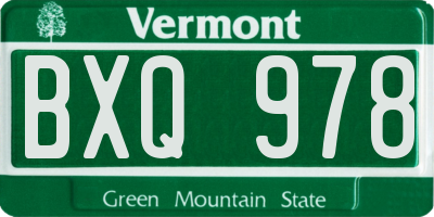 VT license plate BXQ978