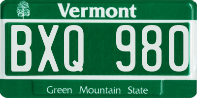 VT license plate BXQ980