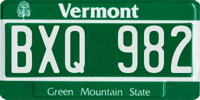 VT license plate BXQ982