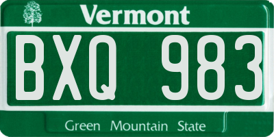 VT license plate BXQ983