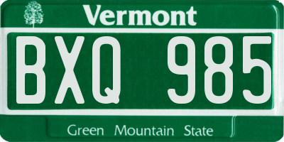VT license plate BXQ985