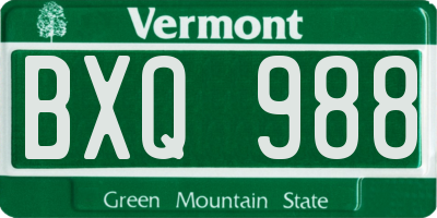 VT license plate BXQ988