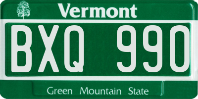 VT license plate BXQ990