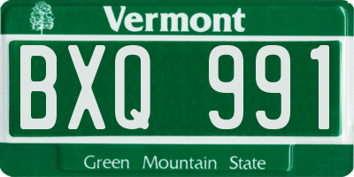 VT license plate BXQ991
