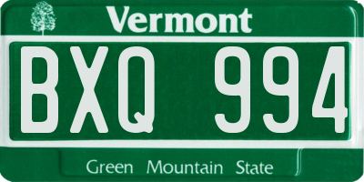 VT license plate BXQ994