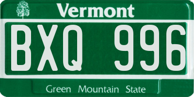 VT license plate BXQ996