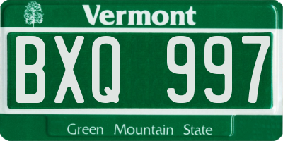 VT license plate BXQ997