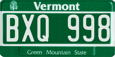 VT license plate BXQ998