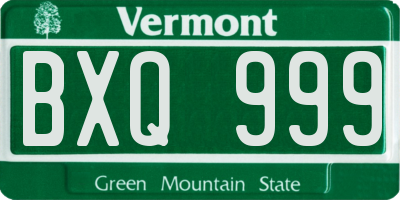 VT license plate BXQ999
