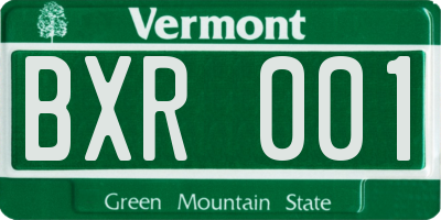 VT license plate BXR001