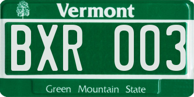 VT license plate BXR003