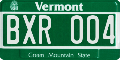 VT license plate BXR004