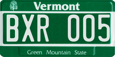 VT license plate BXR005