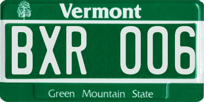 VT license plate BXR006