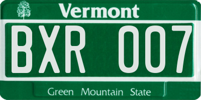 VT license plate BXR007