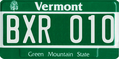 VT license plate BXR010