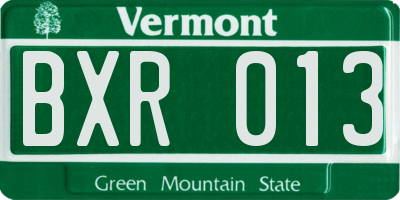 VT license plate BXR013