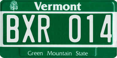 VT license plate BXR014