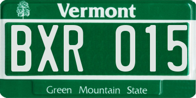 VT license plate BXR015