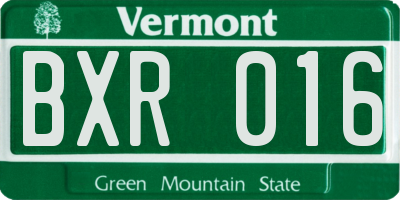 VT license plate BXR016