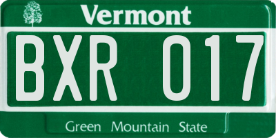 VT license plate BXR017