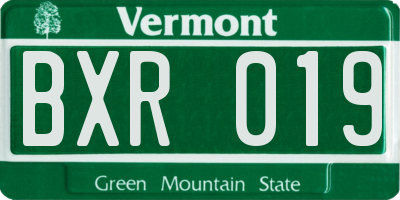 VT license plate BXR019
