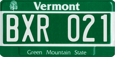 VT license plate BXR021