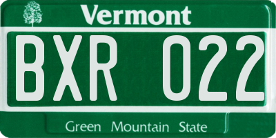 VT license plate BXR022