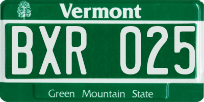 VT license plate BXR025