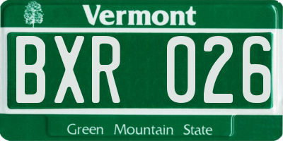 VT license plate BXR026