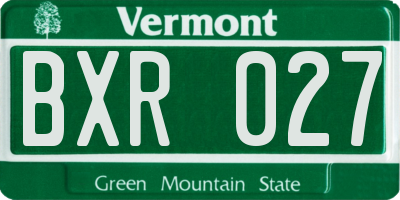 VT license plate BXR027