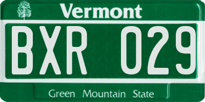 VT license plate BXR029