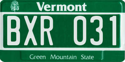 VT license plate BXR031