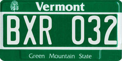 VT license plate BXR032