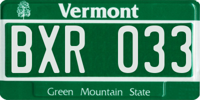 VT license plate BXR033