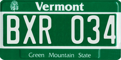 VT license plate BXR034