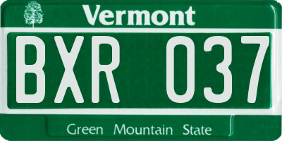 VT license plate BXR037
