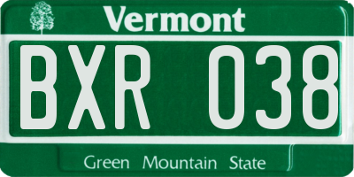VT license plate BXR038