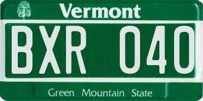VT license plate BXR040