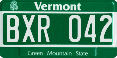 VT license plate BXR042