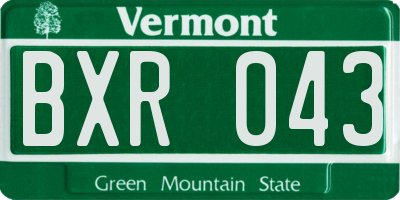 VT license plate BXR043