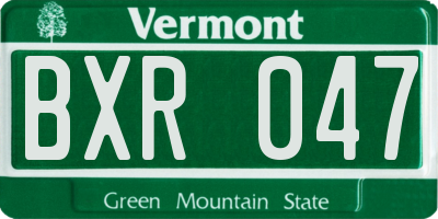 VT license plate BXR047