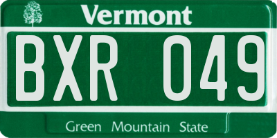 VT license plate BXR049